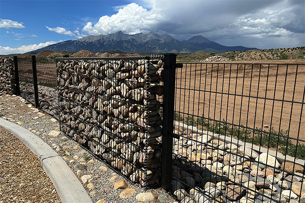 stone filled wire baskets